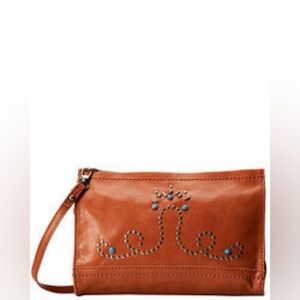 (RARE) The Sak Brown Leather Studded & Embellished Crossbody / Clutch Purse